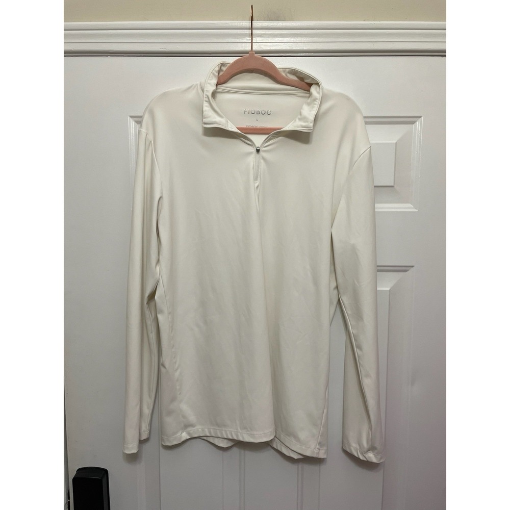 FIOBOC Turtleneck SmoothBlend White 1/4 Zip Mock Neck Size L Athleisure